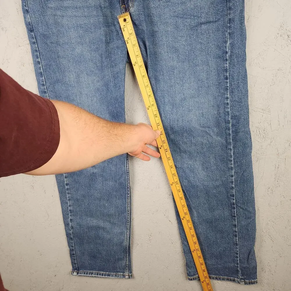 Levis 505 Jeans Mens 38x30 Blue Denim Straight Leg Regular Fit Stretch Mid Wash